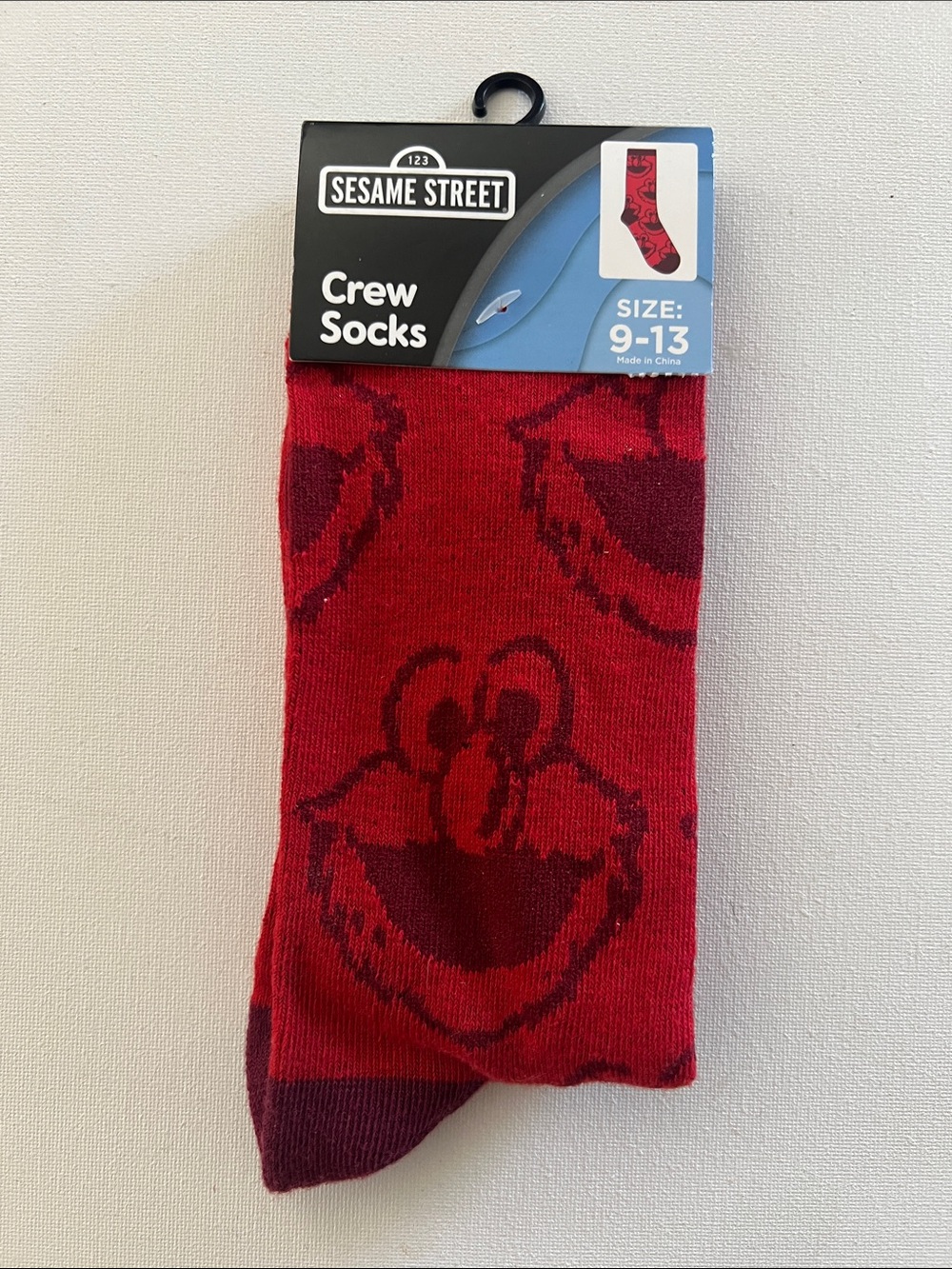 Sesame Street Elmo Red and Dark Red Crew Socks